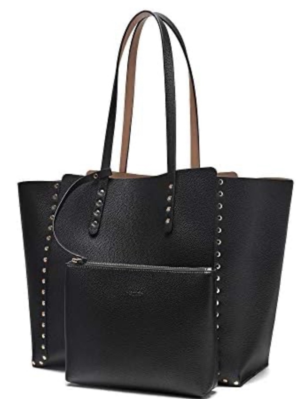 ZARA Black & Tan Studded Reversible Tote Bag - Picture 7 of 11